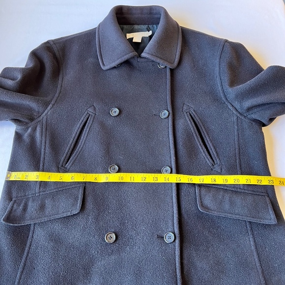 J. Crew Wool Cashmere Blend Cropped Pea Coat Navy sz L - Picture 4 of 13